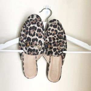 Suede Cheetah Print Mules